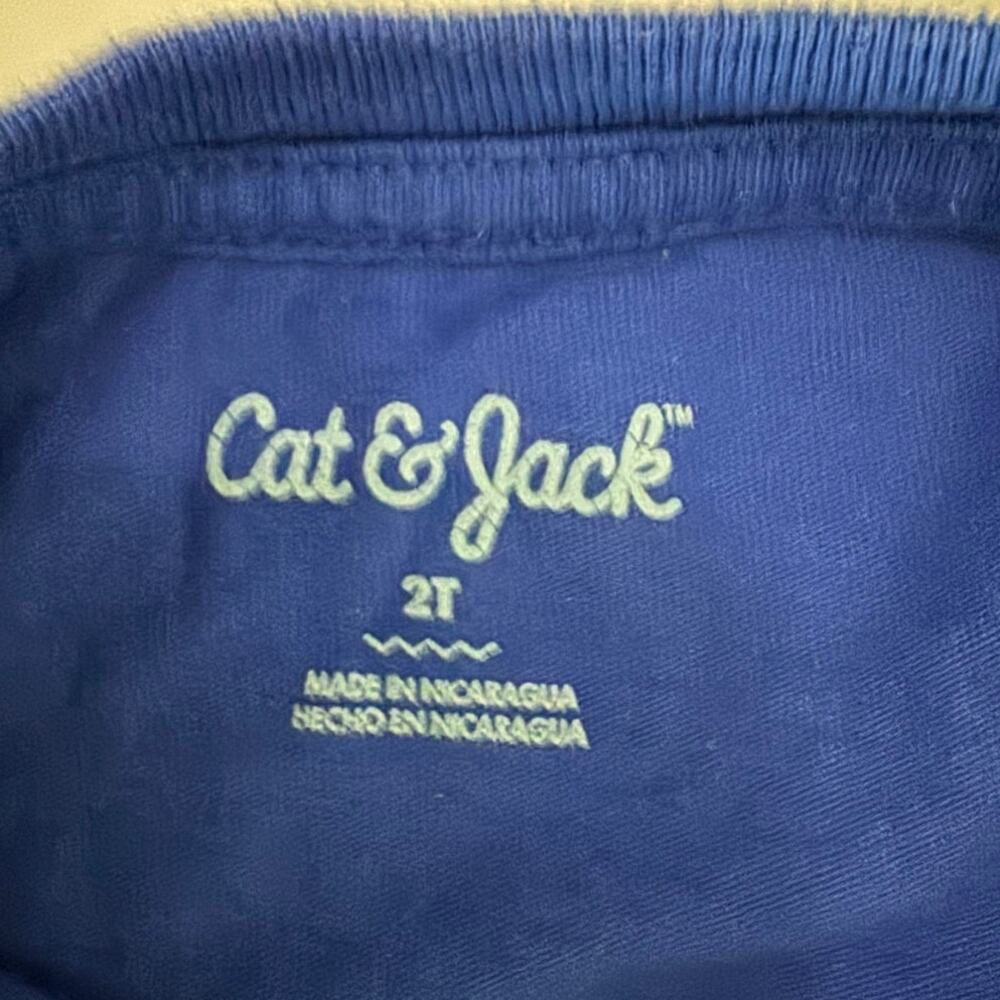 CAT & JACK Graphic Tee NEW Blue SS Cotton Blend Tiger Size 2T - Picture 3 of 3
